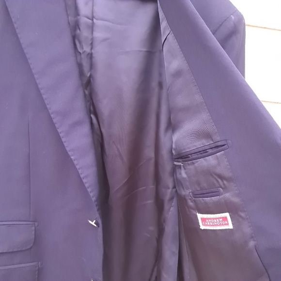 ANDREW CARRINGTON Dark Blue 2 Button Men's Jacket Sz 42R 100% Wool Made In Italy - Picture 10 of 16